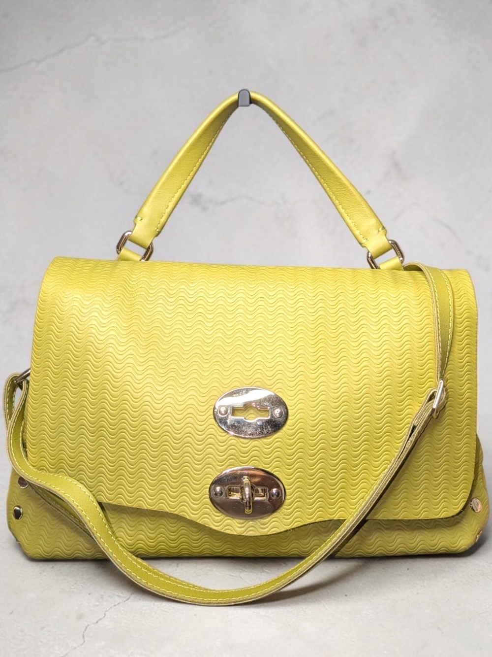 Zanellato Postina S Cachemire Lime Green Calfskin Leather Blandine 2-Way Bag